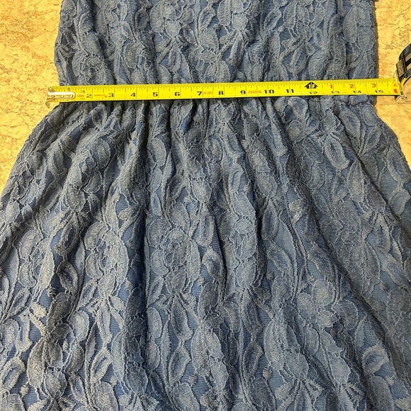 Monteau blue lace dress elastic waist large - Picture 9 of 12